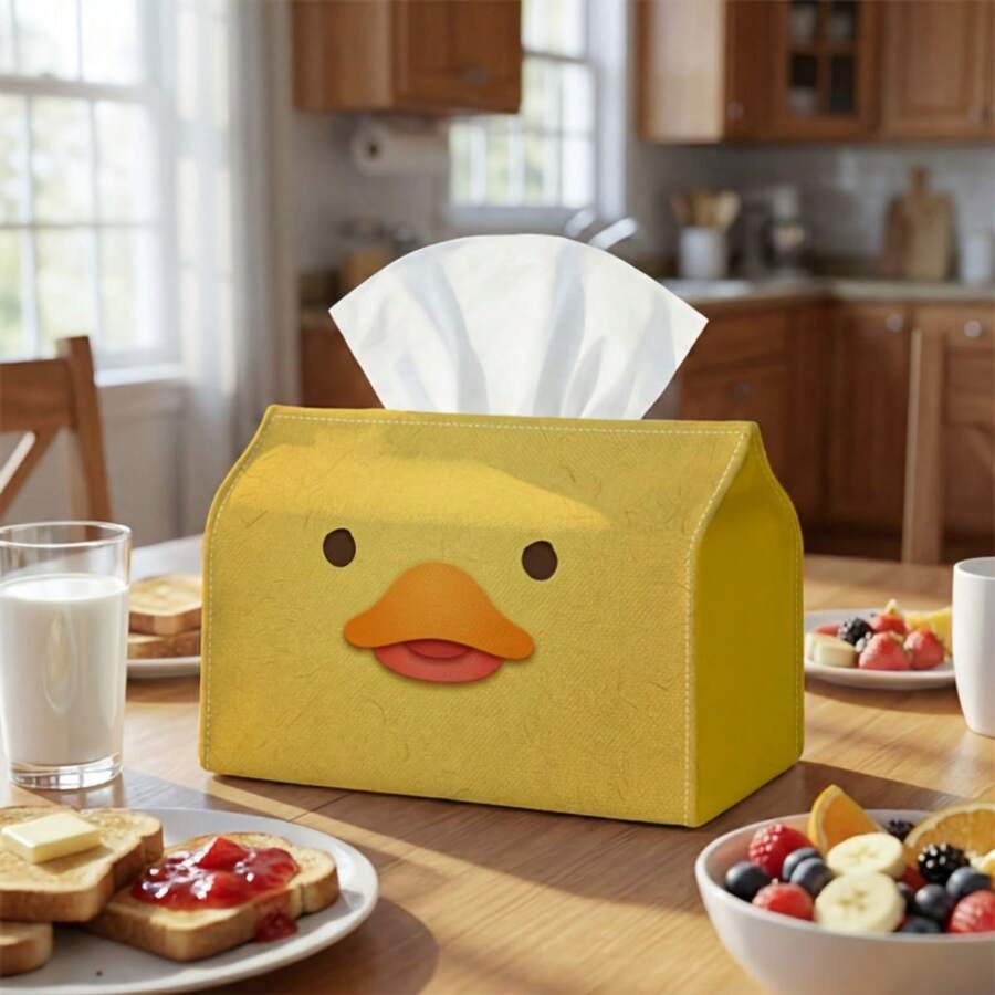 1pc Funny Modern Minimalist Tissue Box | Multi-Functional Napkin Dispenser, Available In 2 Sizes, Perfect For Home, Party And Car Decor, Duck Face Animal Pattern - Decorative Tissue Box For Living Room And Bedside Table