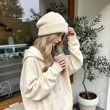 1pc Women's Korean Style Solid Color Loose Knit Beanie Hat, Warm & Windproof, Versatile Daily Wear For Autumn/Winter - Hat - View 4