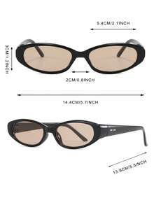 1 Pair Men's Black Oval Minimalist Solid Color Retro Street Style Fashion Glasses - Black - View 4