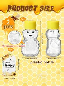 1/21pcs Plastic Honey Bear Jars With Lids, Mini Bear-Shaped Empty Honey Bottles, Honey Containers Storage Boxes Gift Boxes Candy Jars, Birthday Gifts For Friends And Lovers - Multicolor - View 12