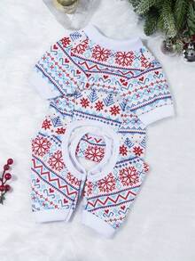 LUCKIE LABO 1pc Snowflake Fun Print Dog Four-Legged Pajamas Suitable For Chihuahua Small Dogs Physical Flea Prevention Base Pet Dog Clothes Fashion Four-Legged Pajamas Applicable For Cats And Dogs Indoor And Outdoor - Multicolor - View 9