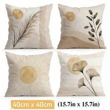 4pcs/1pc Bohemian Plant & Sun Pattern Pillow Covers, Single-Sided Print Cushion Cases, Suitable For Living Room, Bedroom, Home Decor, All-Season Use - Multicolor - View 12