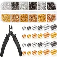 Jewelry Making Crimp Bead Set, 2200pcs Crimp Tubes With Crimp Pliers, Positioning Pliers, For Earrings, Necklaces, Bracelets DIY (3 Sizes, 4 Colors) Jewelry Accessories - A - View 1