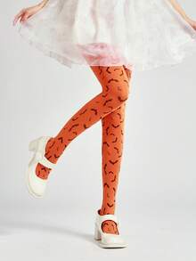 1pc Women Halloween Allover Bat Jacquard Pattern Nylon Blend Stretchy Slim Fit Sexy Pantyhose For Party Costume Night - Orange - View 4