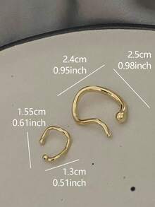 2pcs Minimalist Fashion Geometric Twisted Metal Ear Cuffs, Suitable For Women's Daily Commute Wear - Yellow Gold - View 5