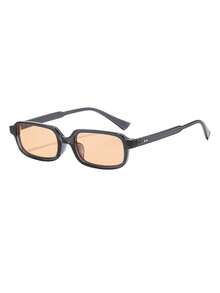 1 Pair Men's Transparent Blue Gray Rectangular Frame Rivet Decor Casual Fashion Glasses - Transparent Blue Gray - View 2