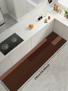 1pc Dark Brown Patchwork Vertical Striped Kitchen Rug, 3.5mm Cuttable Absorbent Mat, Durable & Comfortable, Entrance Door Mat Indoor Bathroom Mat Outdoor Garden Decor Universal Use - Multicolor - View 13