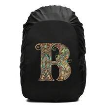 Penutup Hujan Ransel Motif Cetak Huruf Gulir Bunga Dekoratif Vintage, Pelindung Ransel Tali Serut Tahan Air dan Anti Debu, Perlengkapan Outdoor Tahan Lama untuk Mendaki, Berkemah dan Perjalanan - Hitam - View 118