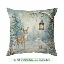 4pcs/1pc Icy Forest Animal Christmas Pattern Pillowcase Without Insert, Single Sided Printed Pillowcase, Suitable For Living Room Bedroom Home Decor, All Season Pillowcase - Multicolor - View 11