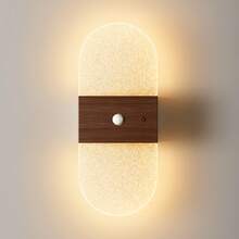 現代水晶感應式壁燈 LED 智能感應壓克力壁燈 無線 LED 壁燈 電池供電小夜燈 可調色溫與亮度 適用於走廊、浴室、臥室、客廳,居家裝飾 - 圓形多色 - 查看 8