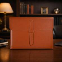 1Pc Fashion Faux Leather Portfolio Folder, Envelope File Bag With Buckle Closure For Business Gift - Single Piece - View 1