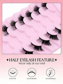 7 Pairs Fluffy Lightweight Soft Half Lash False Eyelashes, Includes Lash Brush And Tweezers Set, 3D Faux Mink Natural Look, Reusable, Suitable For Daily Makeup, Strip Lashes, Lash Clusters, Half Lash Set - Multicolor - View 8