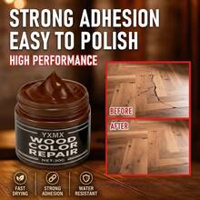 YXMX Wood Color Repair Paste (30g) With Scraper Spatula, Professional Furniture Scratch And Crack Filler Cream For Hardwood Floors, Doors And Cabinets - Brown + Board Brush - View 3