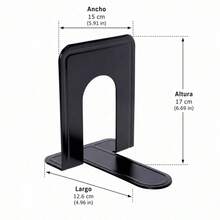 Black Iron Bookends With T-Shape Structure And Non-Slip Pads For Books Magazines And Binders - A - View 7