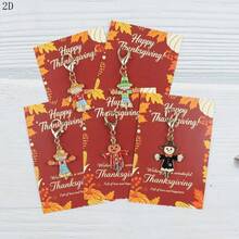 5pcs Cute Scarecrow Keychains With Thank You Cards, Suitable As Small Gifts For Thanksgiving, Christmas, For Family, Friends, Colleagues And Teachers - Multicolor - View 7