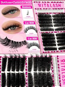 RITALASH 410PCS 6 Styles Upgrade Cat Lash Clusters Gift Packs, WaterProof Lashes Eyelash Clusters Extensions For Beginners And Proficient, DIY At Home Easily, Extension Soft Comfortable Easy Apply - View 5