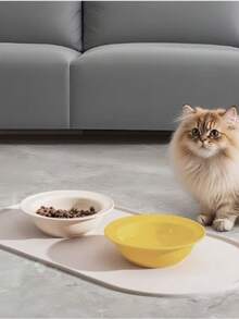 Pet Feeding Mat For Dogs And Cats, Waterproof Leak-Proof Non-Slip Feeding Pad, Oval Dog Bowl Mat - Light Grey - View 3