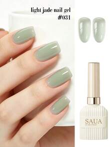 SAUA 15ml Classic Semi-Sheer Green Gel Nail Polish, Versatile For All Seasons, High Saturation, Long-Lasting, Alcohol-Free, Removable, Semi-Permanent Nail Polish, Suitable For Home And Salon Use - Multicolor - View 1