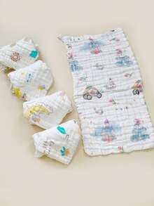 8/5/3pcs Random Assorted Baby Gauze Face Towels, Cartoon Cute Bibs And Bath Washcloths - Multicolor - View 4