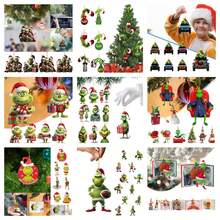 Panini Grinch Christmas Tree Ornaments, Acrylic 2D Scene Hanging Decorations, Classic Green Character Pendant For Xmas Tree Home Holiday Party Decor - Random Styles - View 1