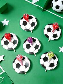48pcs Football Lollipop Cards, Candy Decoration Cards, Football Pattern Lollipop Packaging Cards, World Cup Fan Party Small Gift Packaging Cards, Birthday Gift Packaging Supplies, Football Theme Birthday Party Decoration, Football Sports Theme Party Gift Packaging Tags, Suitable For Sports Events, Football Party Decoration, Baby Shower Decoration, Football Party Supplies, Birthday Gifts, Party Small Gifts - Football - View 2