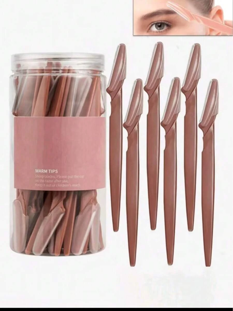 30/24/10/5/3/1pc Brown Razor Set, Exfoliating Hair Removal Tool, Body Hair Trimmer & Facial Care Kit, Suitable For Travel And Bedroom, Affordable Makeup Beauty Tool, Travel Essential - Multicolor - View 1