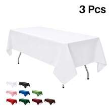 1/3Pcs White Rectangle Tablecloths 60x102 Inch, 60x126 Inch, Washable & Reusable Polyester, Rectangular Table Cloth Perfect For Party, Wedding, Hotel, Restaurant And Baby Shower - White - View 10