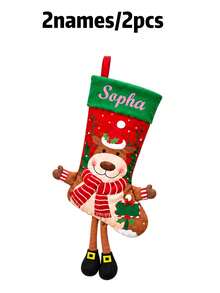 Custom Name Long Leg Christmas Stocking, Festive Fireplace Mantel Gift Sock, Personalized Xmas Tree Hanging Decor, Cute Holiday Decoration, Customized Seasonal Keepsake, Customizable Christmas Gift For Home, Home Christmas Decorations - Multicolor - View 9