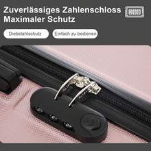 YONSLY 3‑Piece Suitcase Set 20 Inch Expandable Nylon Travel Bag And Toiletry Bag Suitcase With Combination Lock 4 360° Spinner Wheels Mesh Pocket - Rose Gold - View 6