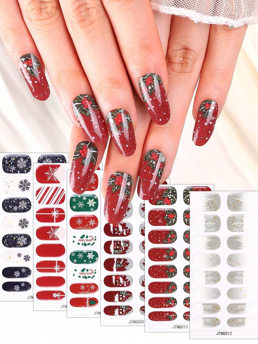 YBJK Christmas Warm Winter Nail Stickers Waterproof Full Coverage Snowflake Nail Art Decals Accessories - Multicolor - View 1