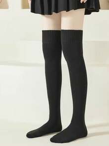 1/2/3 Pairs Women's Over Knee Socks, Multi-Color Double Needle Double Track Thigh High Socks, Fashion Versatile Retro Style Leg Warmers - Multicolor - View 5