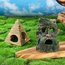 2PCS Fish Tank Decor Egyptian Pyramid Tree Hole Resin Ornament Aquarium Decoration Fish Shrimp Spawning Hiding Cave Craft - Happy Aquarium - View 7