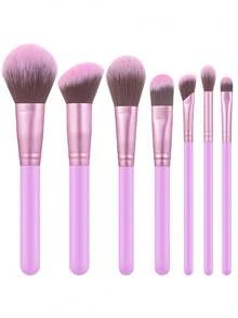 11Pcs/7Pcs/3Pcs/1pc Purple Makeup Tool Set 7Pcs Soft Fluffy Makeup Brushes 3Pcs Triangle Puff Portable Makeup Bag For Foundation Blush Contour Eyeshadow Blending Dry Wet Dual Use - Purple - View 8