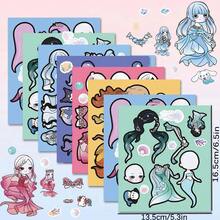 6pcs/Set Cute Mermaid Dress Up Stickers, Creative Handmade Decoration Game Self-Adhesive, DIY Decorative Stickers, Holiday Small Gift - Multicolor - View 2