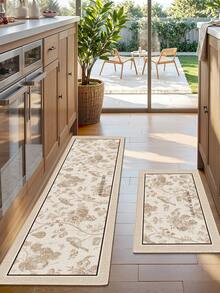 DAJIANG 1pc Vintage Floral Runner Rug, Kitchen Mat, Suitable For Bathroom, Kitchen, Outdoor, Hallway, Bedroom, Living Room, Machine Washable, Easy To Clean, Non-Slip Entryway Mat, Autumn Home Decor Rug Accessory - Multicolor - View 6