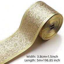 1 Roll/1.5 Inch Wide Christmas Ribbon With Glitter Powder Decoration, Suitable For DIY Holiday Decor, Christmas Tree Decoration, Party Gift Wrapping And Bow Making - Christmas Glitter Style - View 13