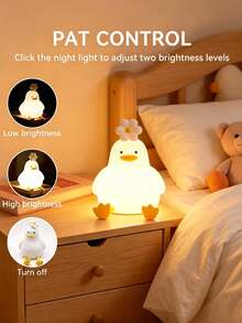 1 cái đèn ngủ hình vịt dễ thương, đèn LED silicone cảm biến chuyển động sạc USB, điều chỉnh độ sáng 3 mức, hẹn giờ, đèn trang trí phòng ngủ và phòng khách - Nhiều màu - Xem 6