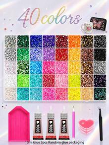 Diamond Setting Kit, 48,000-15,000 Y2K Resin Jelly-Like Flat-Bottomed Rhinestones, 48 Colors, 3mm Rhinestone Setting Kit, Includes 3 Bottles Of B7000 Glue And Tools, Suitable For DIY Diamond Painting Crafts. - Rhinestones - View 14