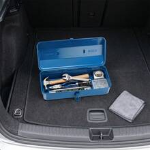 OUKANING Lockable Portable Metal Tool Box With Steel Latch, Cold‑Rolled Iron Hardware Tool Storage Carry Case, 2 Colors Available, Tools Not Included - Blue - View 4