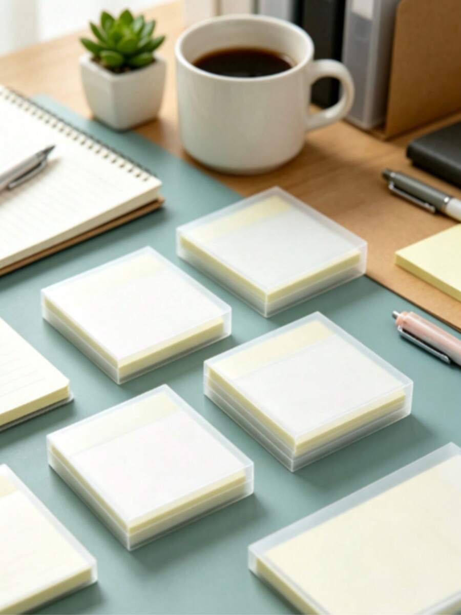 3pcs Transparent Sticky Notes, Minimalist Easy-Tear, Suitable For Memo Reminders, Applicable For School, Dorm, Office, Book Marking And Daily Recording, Strong Adhesion And Reusable