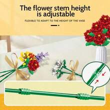 Multiple Styles Artificial Flower Bouquet Building Blocks, Home Decor Ornament, Creative Gift For Mother's Day, Birthday, Christmas & Valentine's Day - Model - View 6