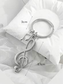 Creative Simulated Musical Note Keychain, Pendant Keyring, Small Gift, Daily Decoration, Mobile Phone Decoration - Silver - View 3