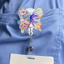 1pc Retractable And Rotatable Nurse ID Badge Reel With Lanyard Clip - Heavy-Duty Acrylic Medical ID Holder, Easy Pull Mechanism For Hospital,Office - Doctor, Nurse,Uniform Accessories - Multicolor - View 3