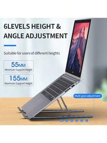 Dudukan Laptop Lipat Ultra Ringan dari Paduan Aluminium 200g, Penyangga Notebook Ergonomis yang Dapat Diatur Ukuran 26*5cm, Anti-Selip & Peredam Panas, Penyangga Laptop Portabel untuk Pekerja Kantor Mobile - View 6