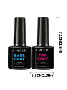 LIMEGIRL Gel Base & Top Coat Set 1/2/3pcs 8ml Clear Gloss Long-Lasting No-Wipe Soak-Off Gift For Women - Black - View 5