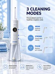 HYUNDAI 4-In-1 Electric Oral Care Water Flosser, USB Rechargeable Electric Flosser, 3 Modes, Portable Rechargeable Oral Irrigation Device - White - View 1