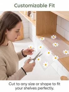 1 Roll Of Fresh Daisy Pattern Padding, Odorless Drawer Padding, Non Stick, Waterproof, Dustproof, Made Of Lightweight EVA Plastic Material, Suitable For Drawers, Cabinets, Shelves, And Refrigerators. Multi Functional, Suitable For All Seasons. - Fresh Daisy Pattern - View 5