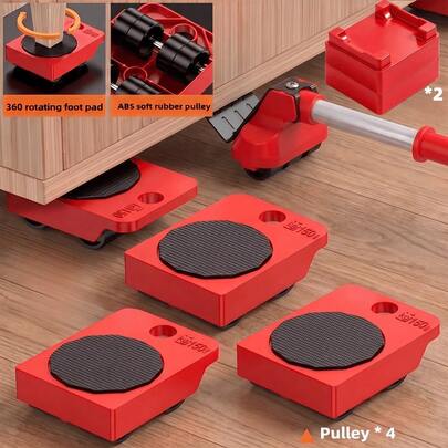 7pcs Heavy Duty Moving Kit: Furniture Lifter, Slider Kit, Elevator, Easy Lifting Rolling Tools, Foundation For Moving Large Items, Simple Sofa Space Conversion Design