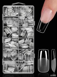 120/600pcs Medium Square Soft Gel Transparent Nail Tips, Semi-Matte Full Coverage Acrylic Pre-Pressed False Nails, Suitable For Home DIY Manicure - Clear - View 11