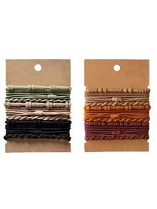 24pcs Bamboo Knot Hair Ties Set, High Elasticity Ponytail Hair Bands, Rubber Hair Ties Hair Accessories - Multicolor - View 1